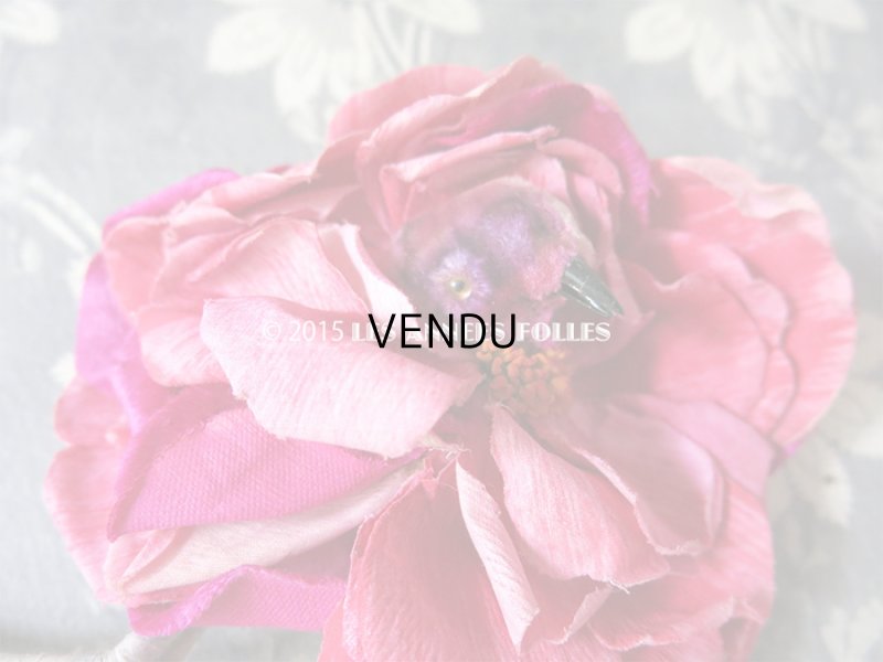 画像4: 1900年代 アンティーク  小鳥が顔を出した ピンクのコサージュ