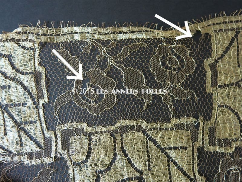 画像5: ＊蚤の市＊【クリスマスセール2024対象外】1920年代 アンティーク 幅広レース レース生地 花模様 アールデコ 0.8 × 0.58m シャンパンゴールド