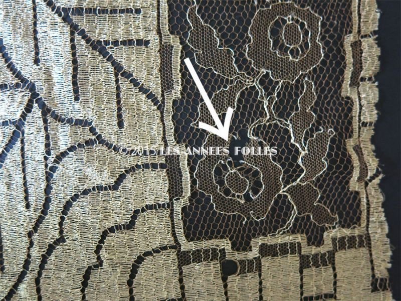 画像7: ＊蚤の市＊【クリスマスセール2024対象外】1920年代 アンティーク 幅広レース レース生地 花模様 アールデコ 0.8 × 0.58m シャンパンゴールド