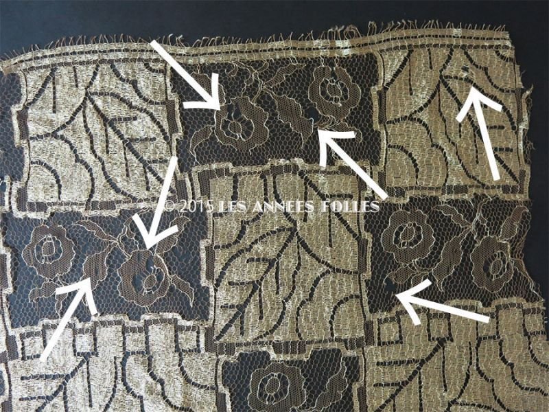 画像6: ＊蚤の市＊【クリスマスセール2024対象外】1920年代 アンティーク 幅広レース レース生地 花模様 アールデコ 0.8 × 0.58m シャンパンゴールド