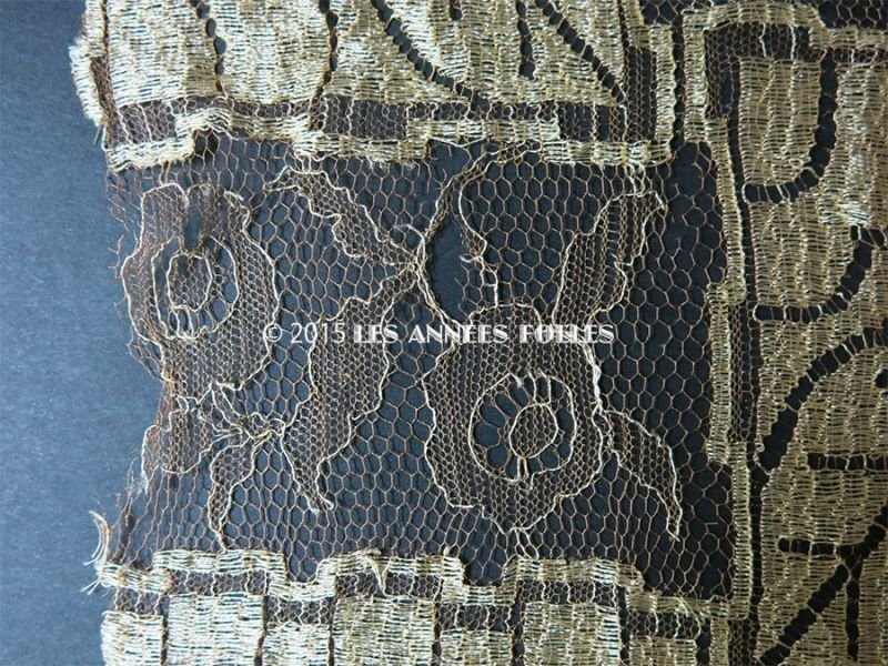 画像3: ＊蚤の市＊【クリスマスセール2024対象外】1920年代 アンティーク 幅広レース レース生地 花模様 アールデコ 0.8 × 0.58m シャンパンゴールド