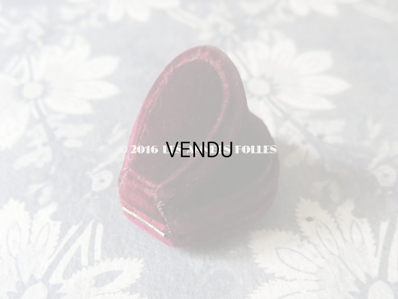 画像3: 19世紀 アンティーク ベルベット ジュエリーボックス モノグラム【J.L】 リング用 ボルドー