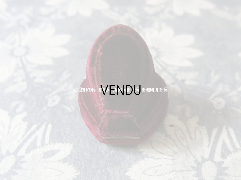 画像4: 19世紀 アンティーク ベルベット ジュエリーボックス モノグラム【J.L】 リング用 ボルドー