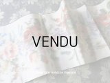 19世紀 アンティーク シルク製  ぼかし織り 花模様 幅広リボン 黒い縁取り 1.5m