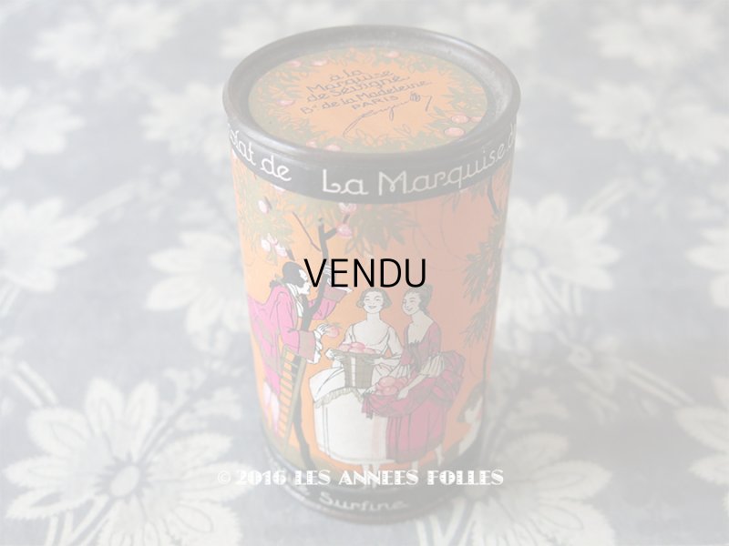 画像1: 1930年代 アンティーク 『マルキーズ・ ドゥ・セヴィニエ』のお菓子箱 LES CROQUETTES CHOCOLAT - MARQUISE DE SEVIGNE PARIS -