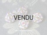 アンティーク エナメル ボタン 薔薇 ハンドペイント 薄紫 & ゴールドレリーフ 18mm