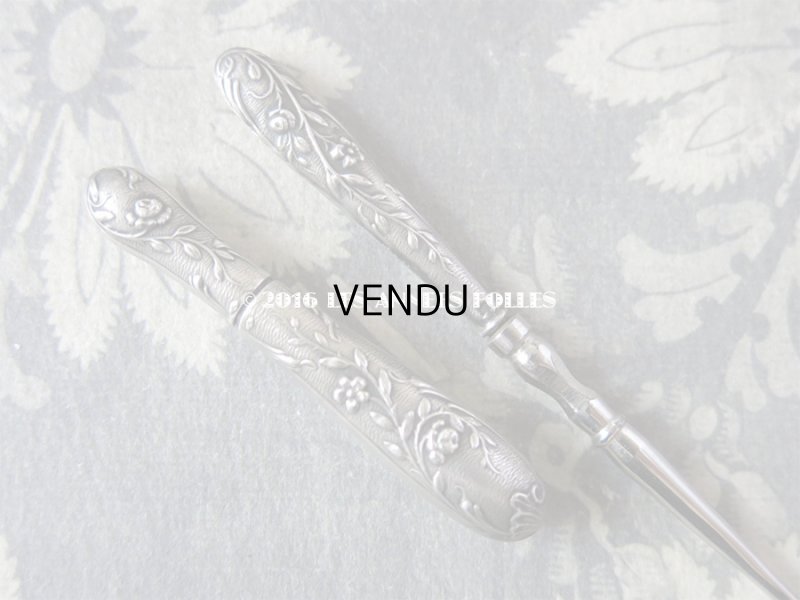 画像6: アンティーク シルバー製 薔薇 目打ち  裁縫道具