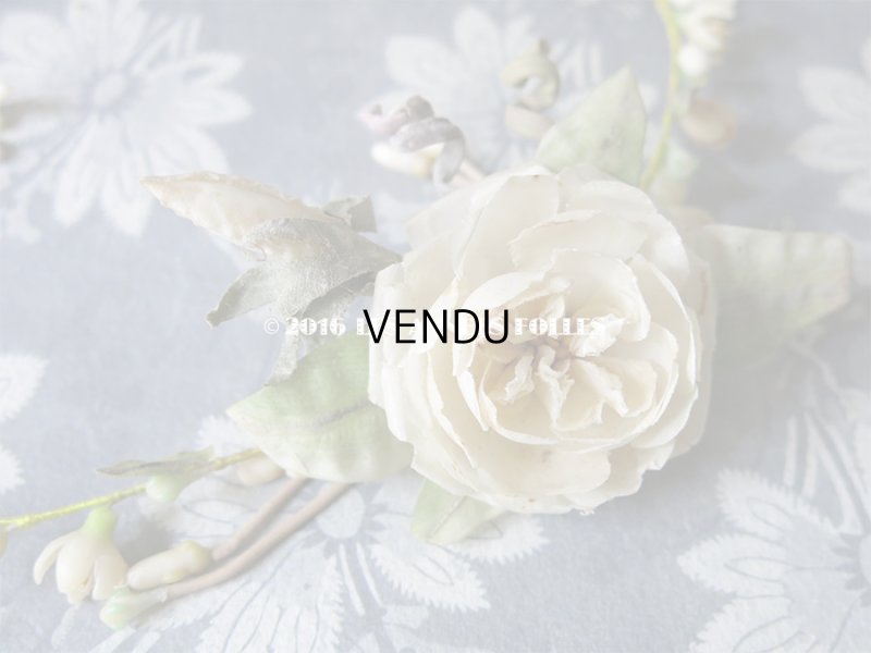 画像3: 19世紀末 アンティーク 薔薇 ワックスフラワーのヘッドリース＆ブローチ