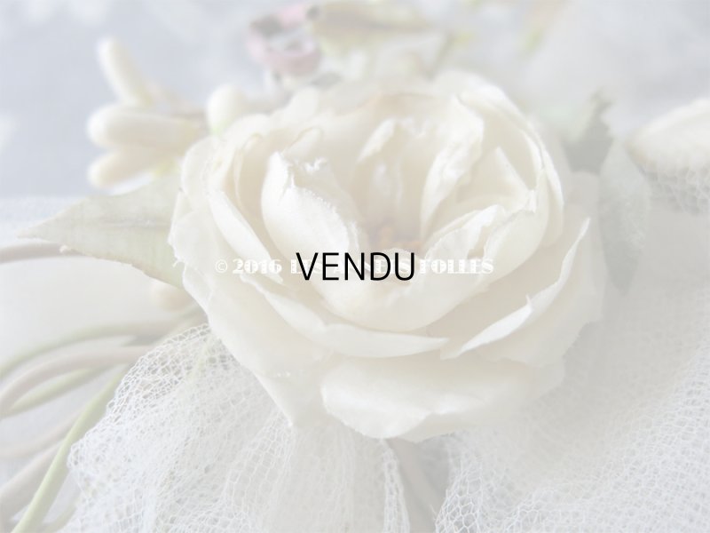 画像13: 19世紀末 アンティーク 薔薇 ワックスフラワーのヘッドリース＆ブローチ