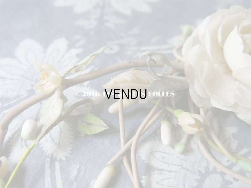 画像9: 19世紀末 アンティーク 薔薇 ワックスフラワーのヘッドリース＆ブローチ