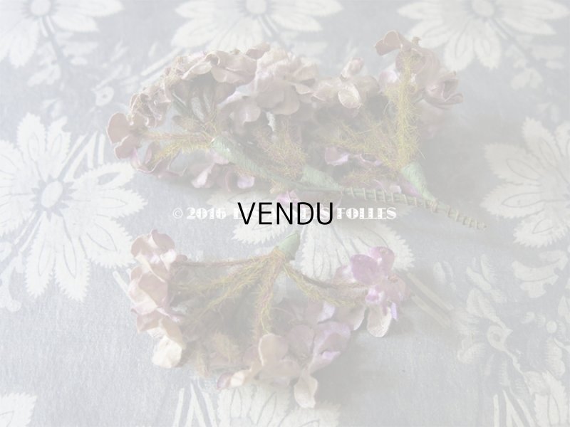 画像4: 19世紀末 アンティーク  シルク製ベルベット 紫の花のコサージュ