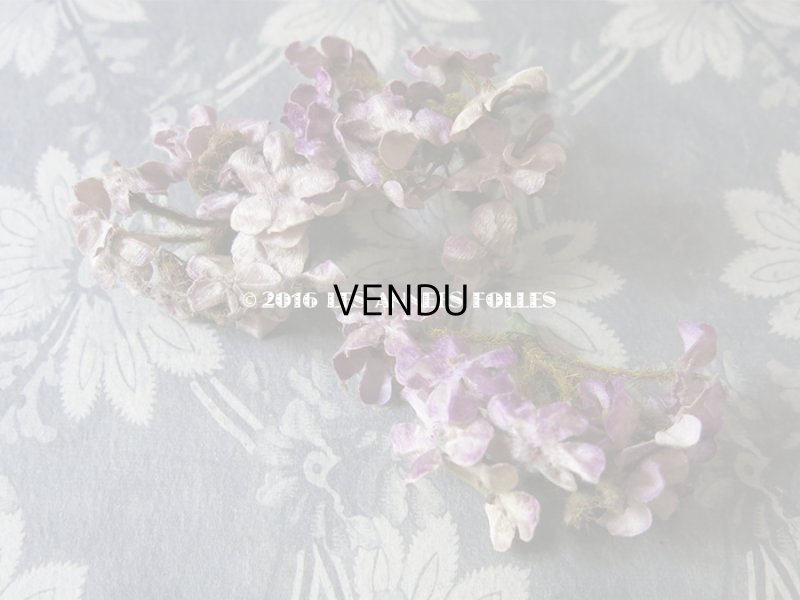 画像2: 19世紀末 アンティーク  シルク製ベルベット 紫の花のコサージュ