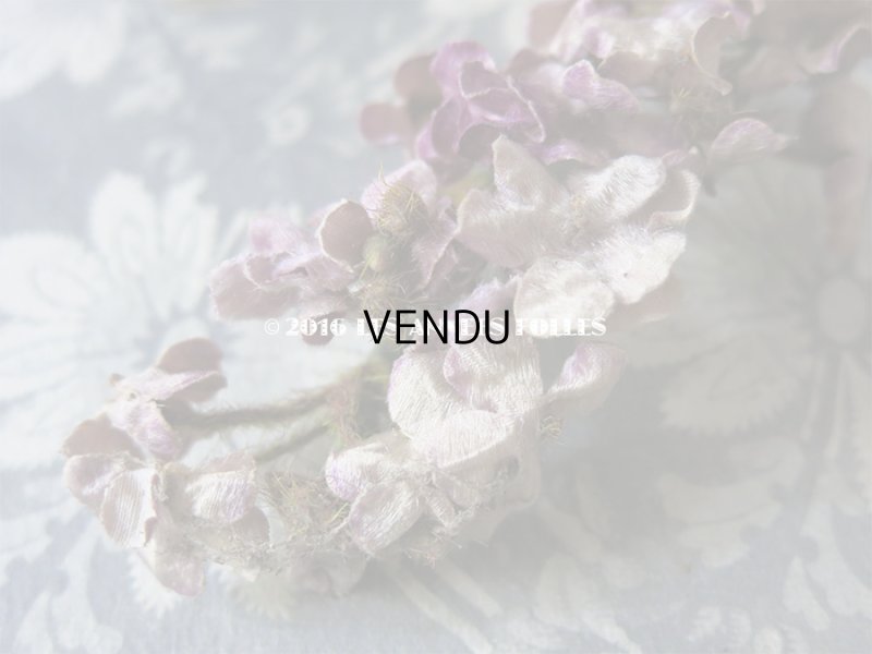 画像5: 19世紀末 アンティーク  シルク製ベルベット 紫の花のコサージュ