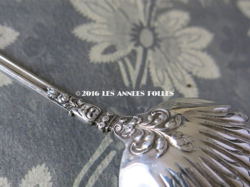 画像7: 19世紀末 アンティーク シルバー製 シュガースプーン 花模様 シルバー950