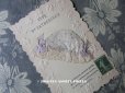 画像1: アンティークポストカード STE-CATHERINE リボン付ボネ 紫の水玉&花模様 (1)