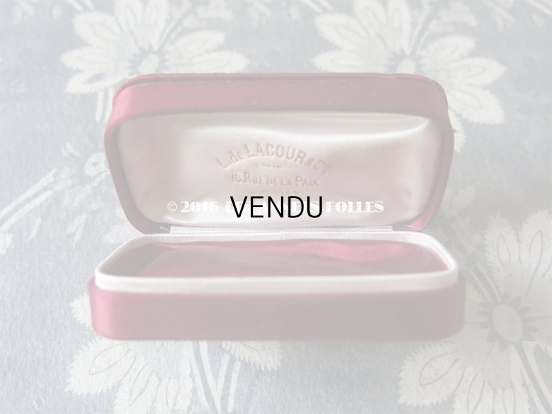 画像5: 19世紀末 アンティーク ジュエリーボックス ボルドー色 シルクサテン地