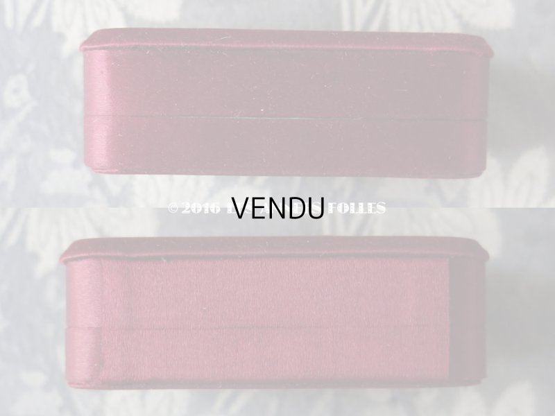 画像8: 19世紀末 アンティーク ジュエリーボックス ボルドー色 シルクサテン地