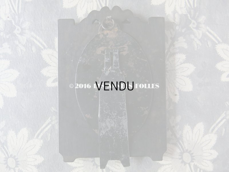 画像4: 19世紀 ナポレオン3世 アンティーク 木製 フォトフレーム 天使&薔薇とリボンのメダイヨン