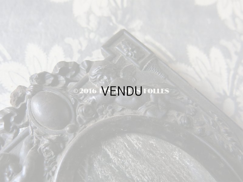 画像6: 19世紀 ナポレオン3世 アンティーク 木製 フォトフレーム 天使&薔薇とリボンのメダイヨン