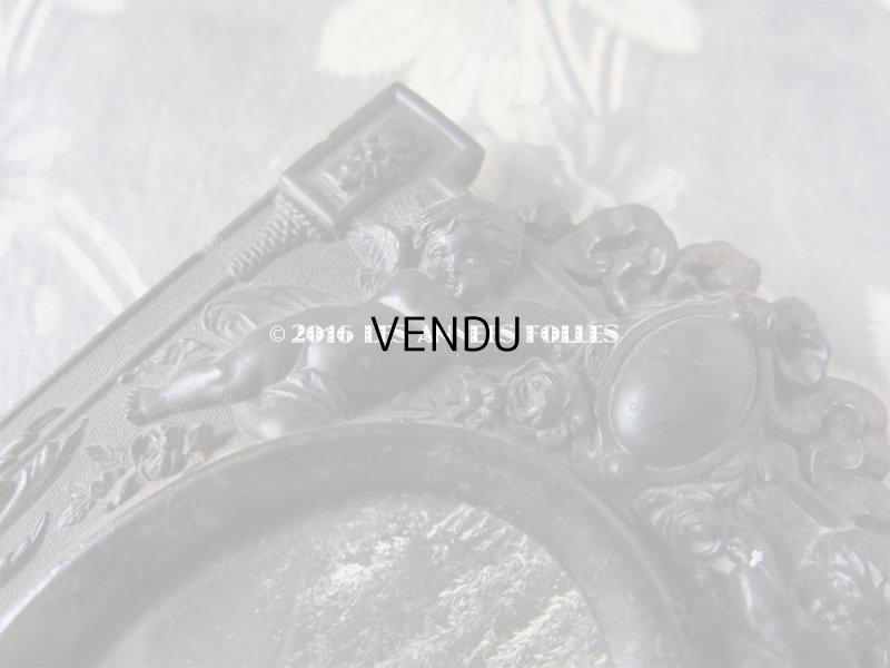 画像5: 19世紀 ナポレオン3世 アンティーク 木製 フォトフレーム 天使&薔薇とリボンのメダイヨン