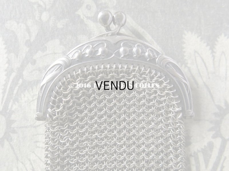 画像4: 1900年代 アンティーク シルバー製 鈴蘭 メタルメッシュのコインケース