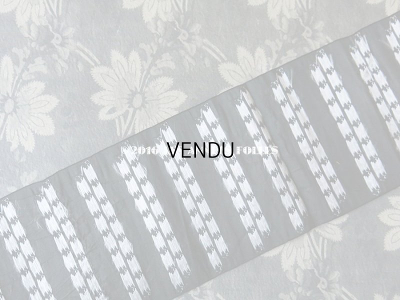 画像6: 19世紀 アンティーク シルク製 幅広 リボン ジャガード織 0.75m 炭黒 花模様