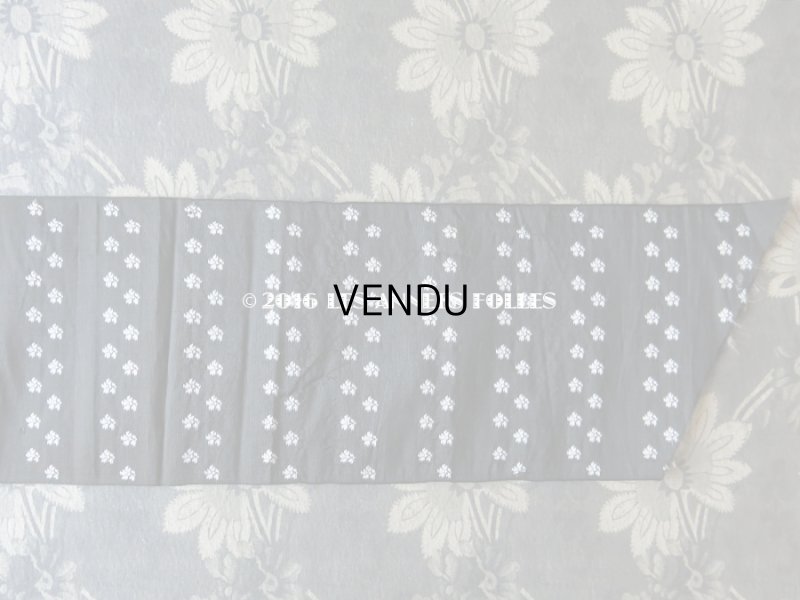 画像4: 19世紀 アンティーク シルク製 幅広 リボン ジャガード織 0.75m 炭黒 花模様