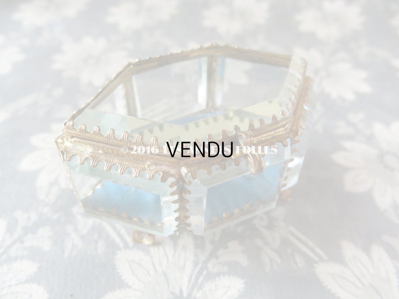 画像3: アンティーク ジュエリーボックス スモーキーブルーのクッション