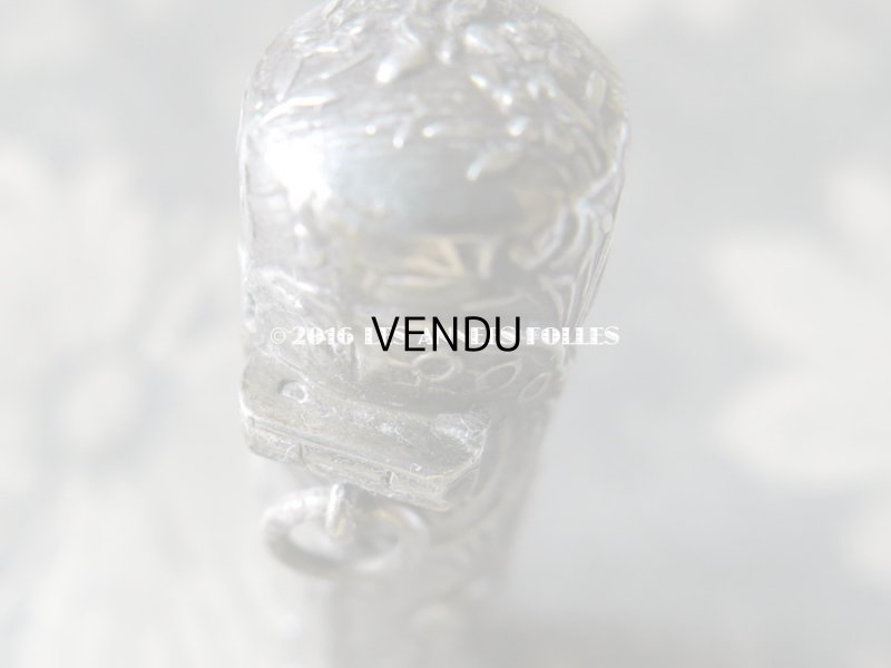 画像7: アンティーク シャトレーヌ 携帯用 シルバー製 パフュームボトル  クリスタルの栓