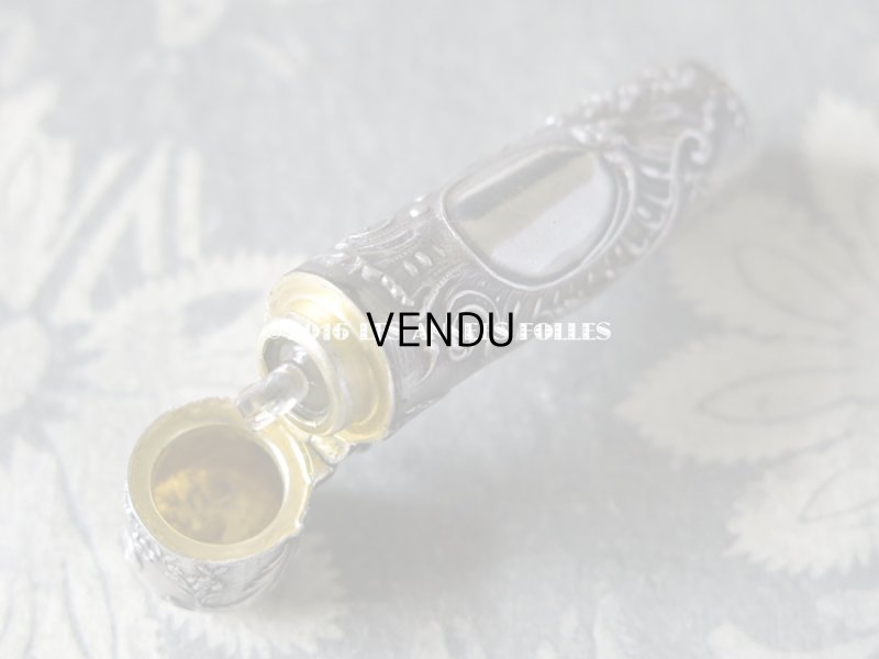 画像5: アンティーク シャトレーヌ 携帯用 シルバー製 パフュームボトル  クリスタルの栓