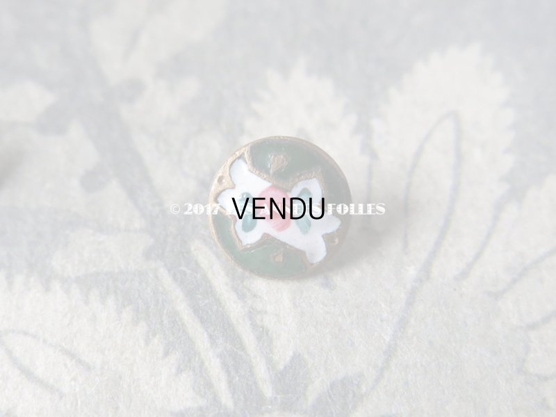 画像6: アンティーク 極小 ドール用 エナメル ボタン 5ピースのセット 薔薇 ハンドペイント グリーン & ゴールド 9mm