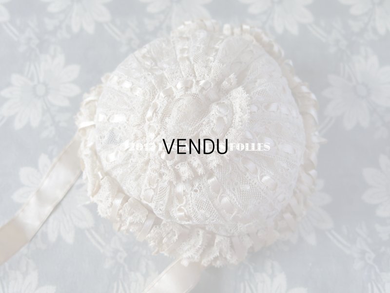 画像6: アンティーク ドール用 シルクリボンとレースのボネ