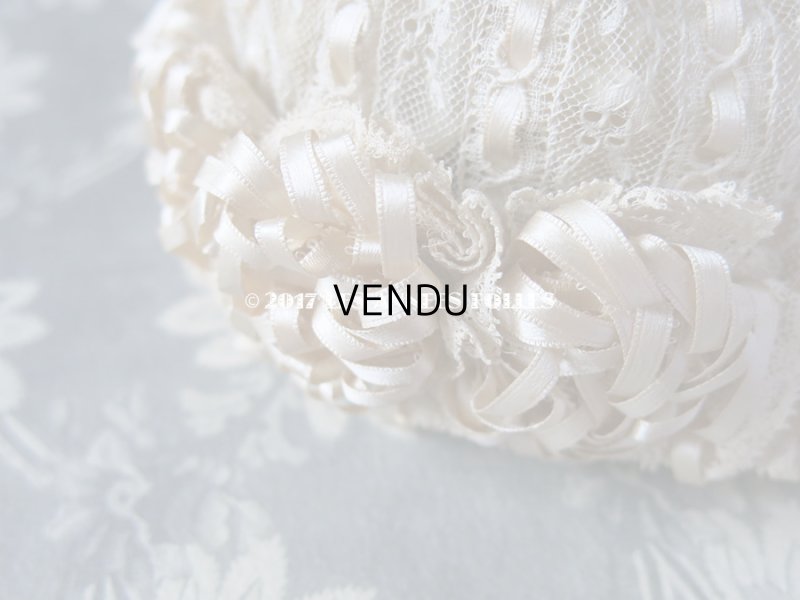 画像10: アンティーク ドール用 シルクリボンとレースのボネ