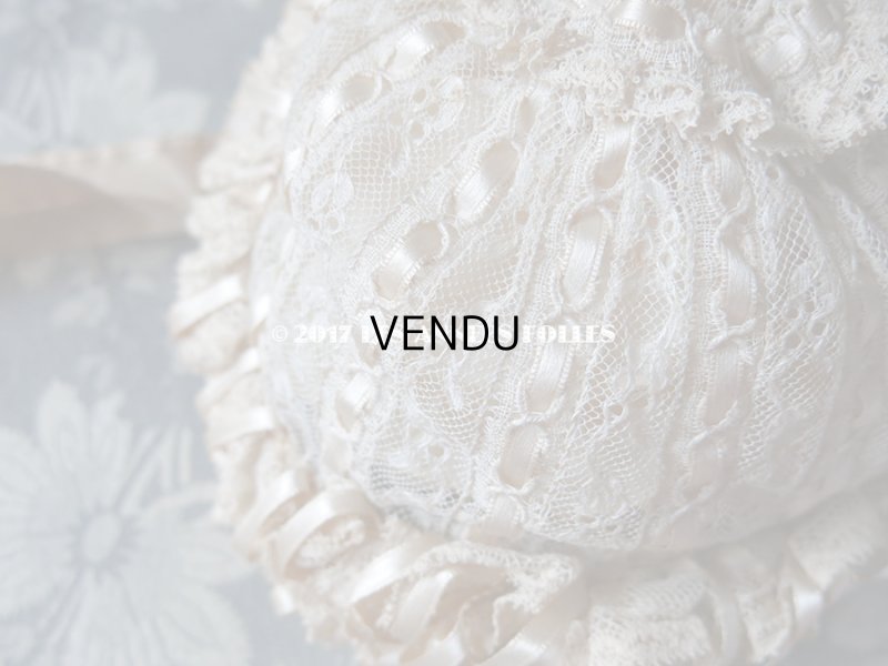 画像8: アンティーク ドール用 シルクリボンとレースのボネ