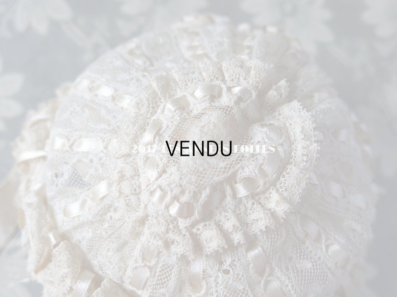 画像7: アンティーク ドール用 シルクリボンとレースのボネ