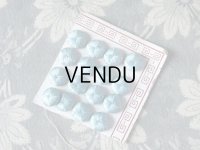 19世紀 アンティーク シルク製 くるみボタン 13mm  16ピース スカイブルー