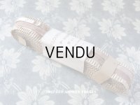 19世紀末 未使用 アンティーク シルク製 ベルベット＆サテン ダブルフェイスのリボン ピンクベージュ 10m 幅8mm VELOURS SOIE PON 5000 COL 3