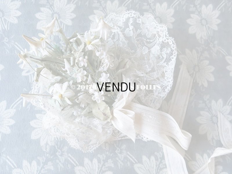 画像4: 19世紀末 アンティーク 花嫁のブーケ　花模様のレース＆シルク製ジャガード織リボン　ウェディングブーケ