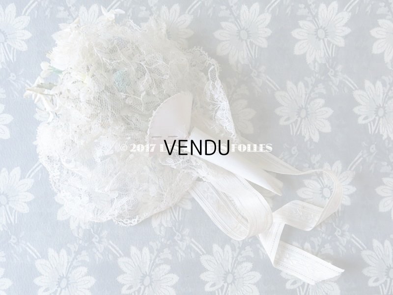 画像3: 19世紀末 アンティーク 花嫁のブーケ　花模様のレース＆シルク製ジャガード織リボン　ウェディングブーケ