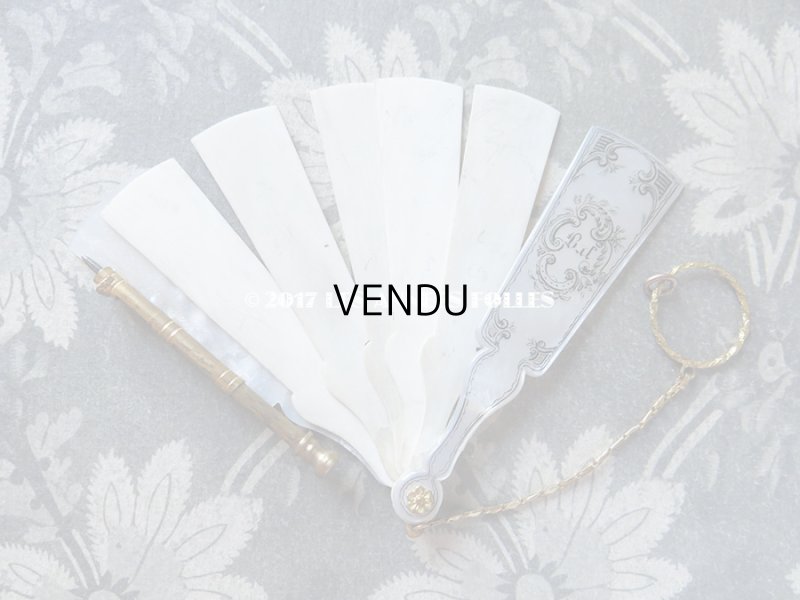 画像3: 19世紀初頭  舞踏会の手帳 ペンシル付 マザーオブパール製 ファン型 CARNET DE BAL カルネ・ド・バル