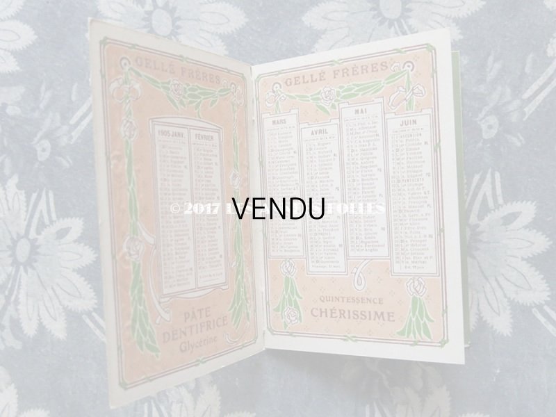 画像4: 1905年 アンティーク カレンダー手帳  - GELLE FRERES -