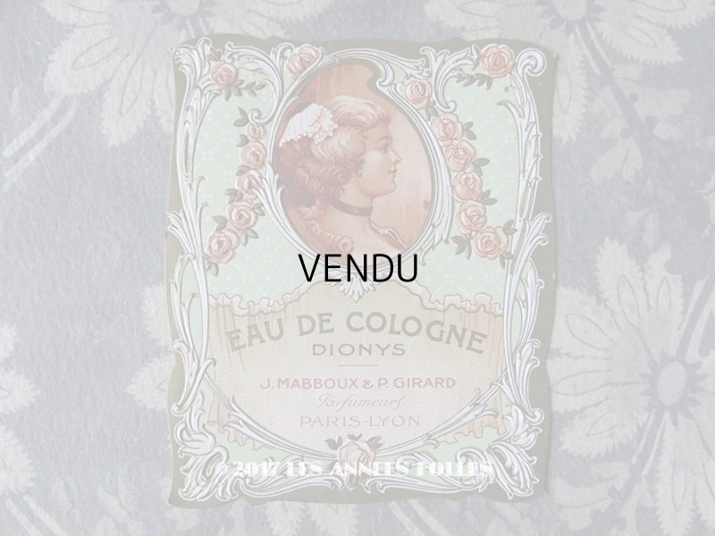 画像1: アンティーク パフュームラベル EAU DE COLOGNE DIONYS - J.MABBOUX & P.GIRARD PARIS -