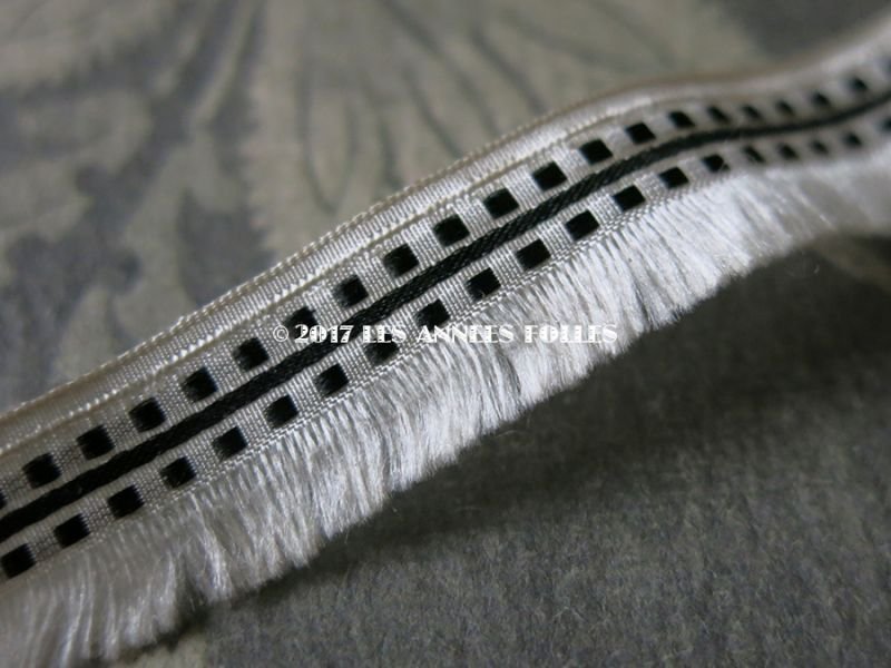 画像5: 1900年代 アンティーク  モノトーン フリンジ付 トリム 13mm幅 ブレード