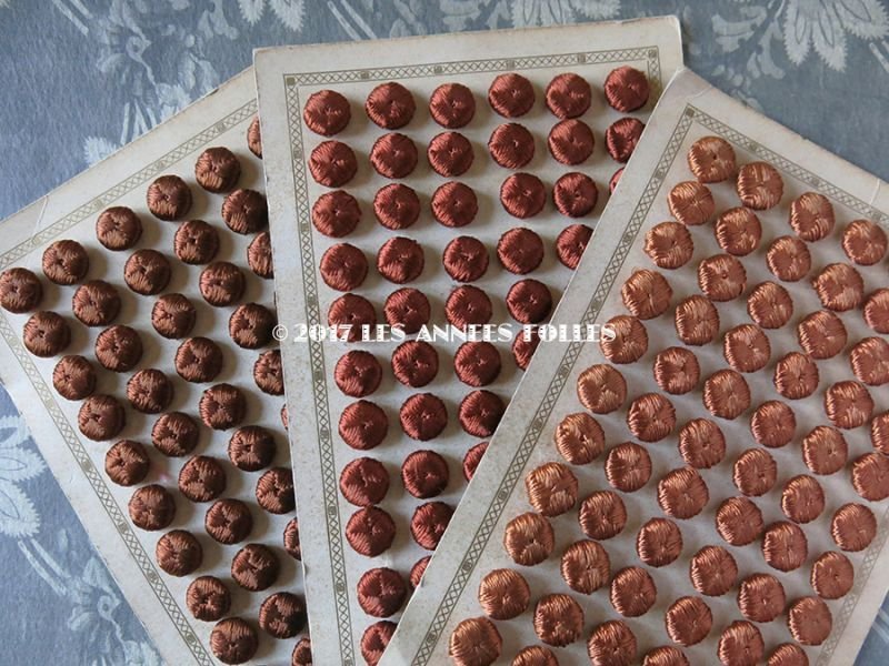 画像4: 19世紀 アンティーク シルク製 くるみボタン 13mm 6ピースのセット チョコレートブラウン