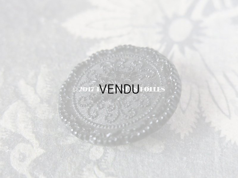 画像4: 1900年代 アンティーク フレンチジェットのボタン 花模様 2.6cm 