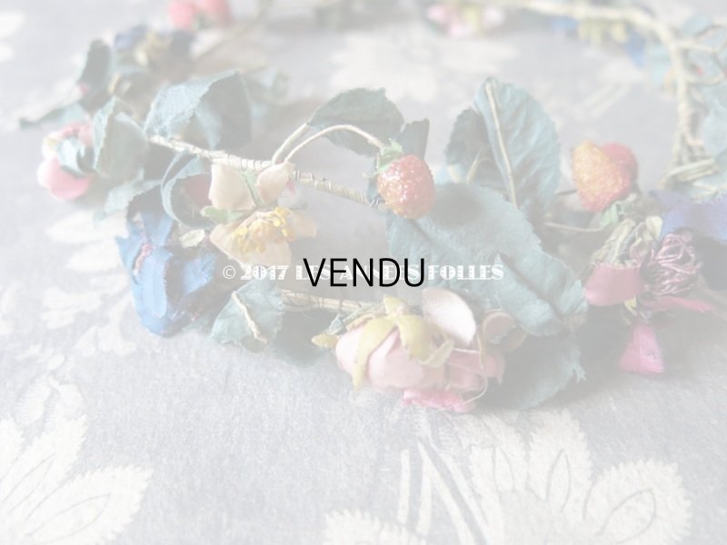 画像7: アンティーク 吹きガラス製の苺 & 草花のヘッドリース　ウェディング 結婚式 ティアラ