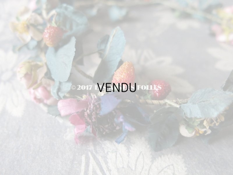 画像6: アンティーク 吹きガラス製の苺 & 草花のヘッドリース　ウェディング 結婚式 ティアラ