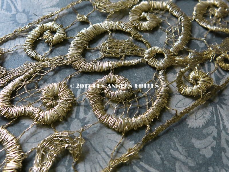 画像6: 1920年代 アンティーク メタルレース 花模様 アールデコ シャンパンゴールド 125cm