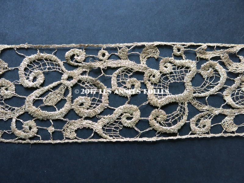画像5: 1920年代 アンティーク メタルレース 花模様 アールデコ シャンパンゴールド 125cm