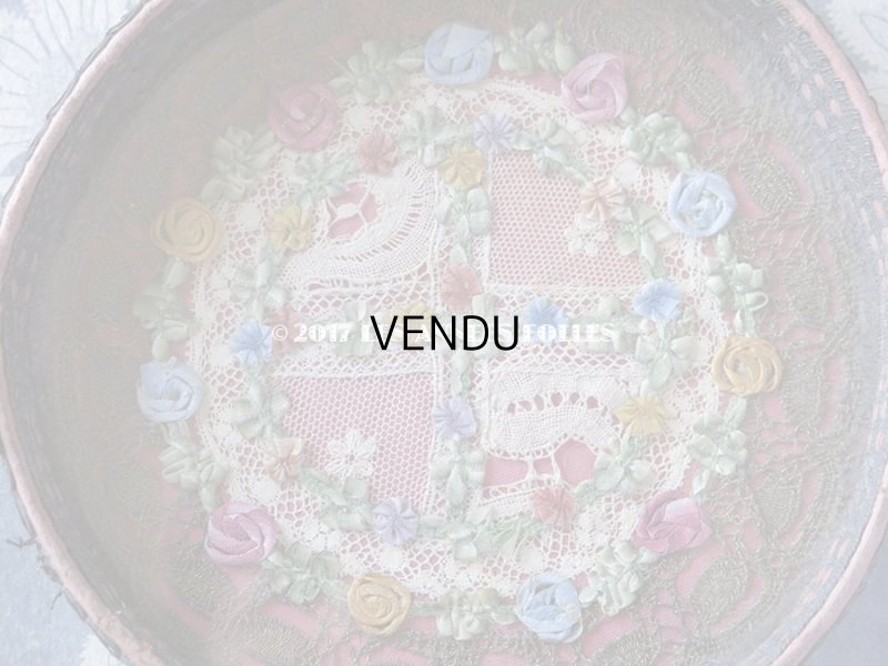 画像3: 19世紀末 アンティーク ロココトリム リボン刺繍 リボンワークのトレイ　